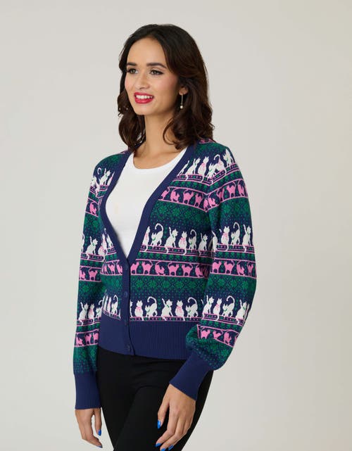 Unique Vintage Cropped Knit Cardigan In Blue