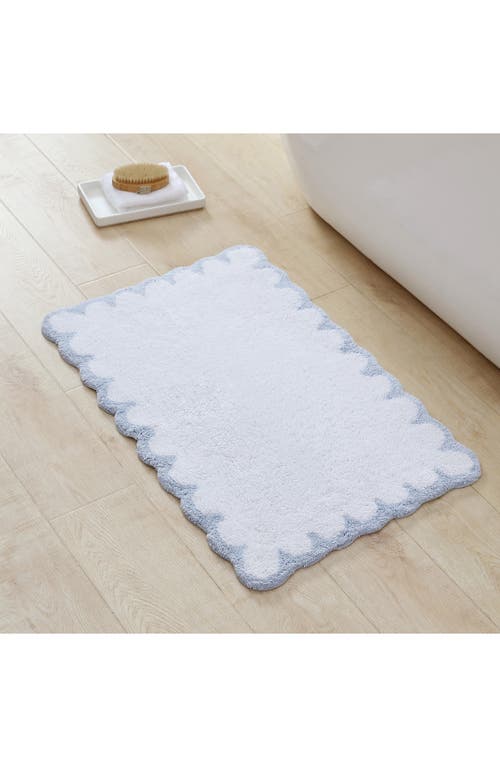 Peri Home Scallop Detail Cotton Bath Mat In Blue