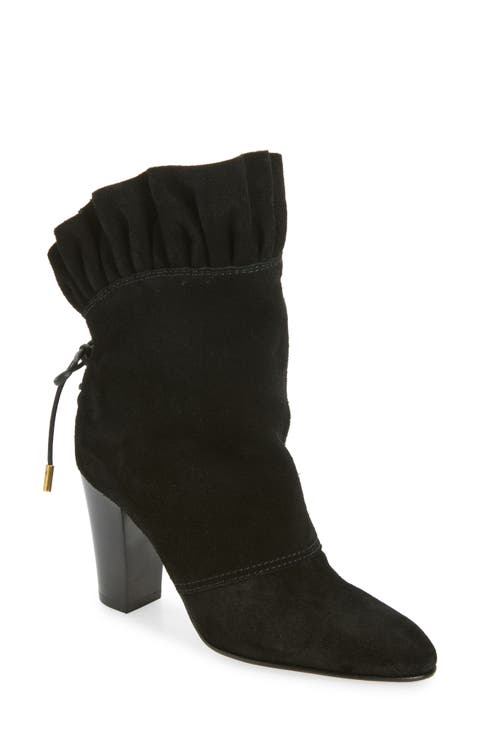 Anouk Ruffled Suede Ankle Boot