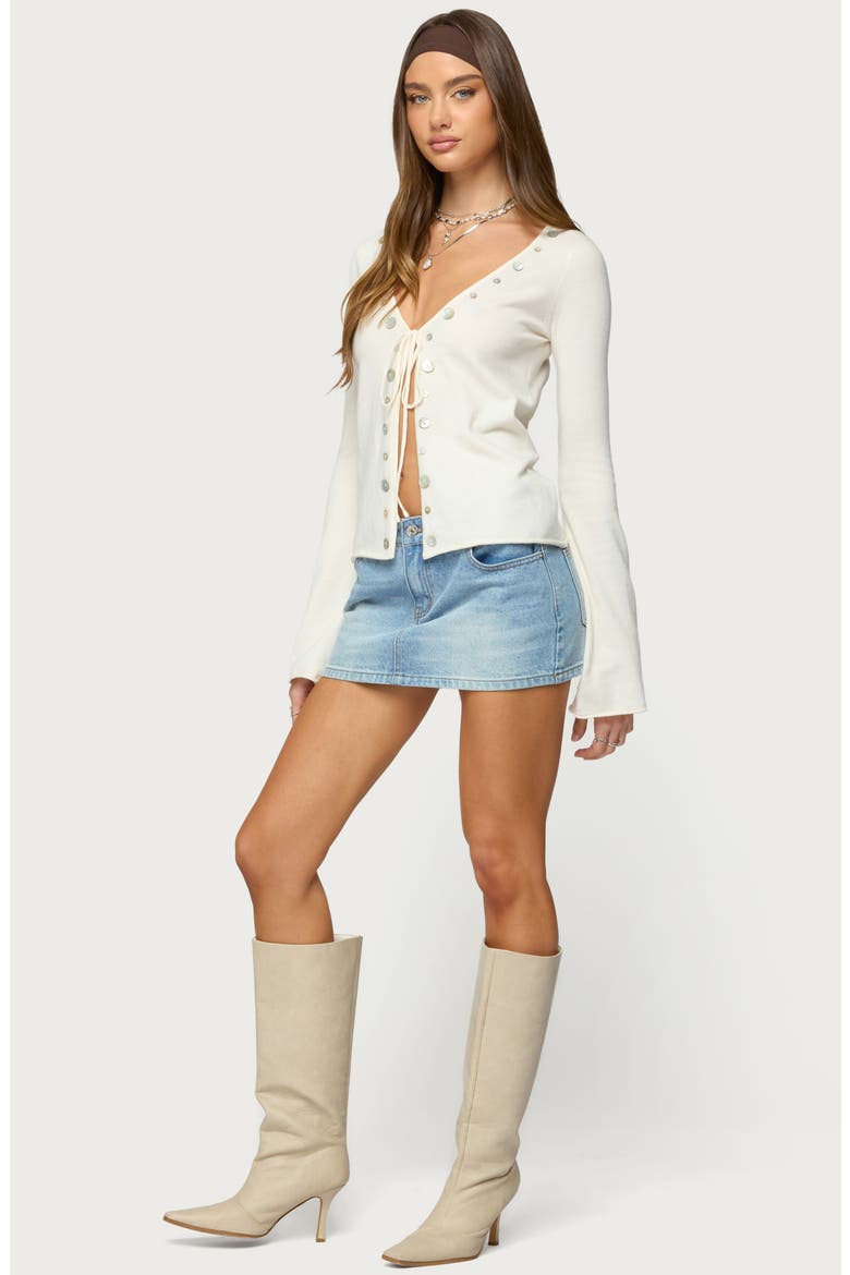 Jesy Iridescent Split Front Top, Alternate, color, CREAM