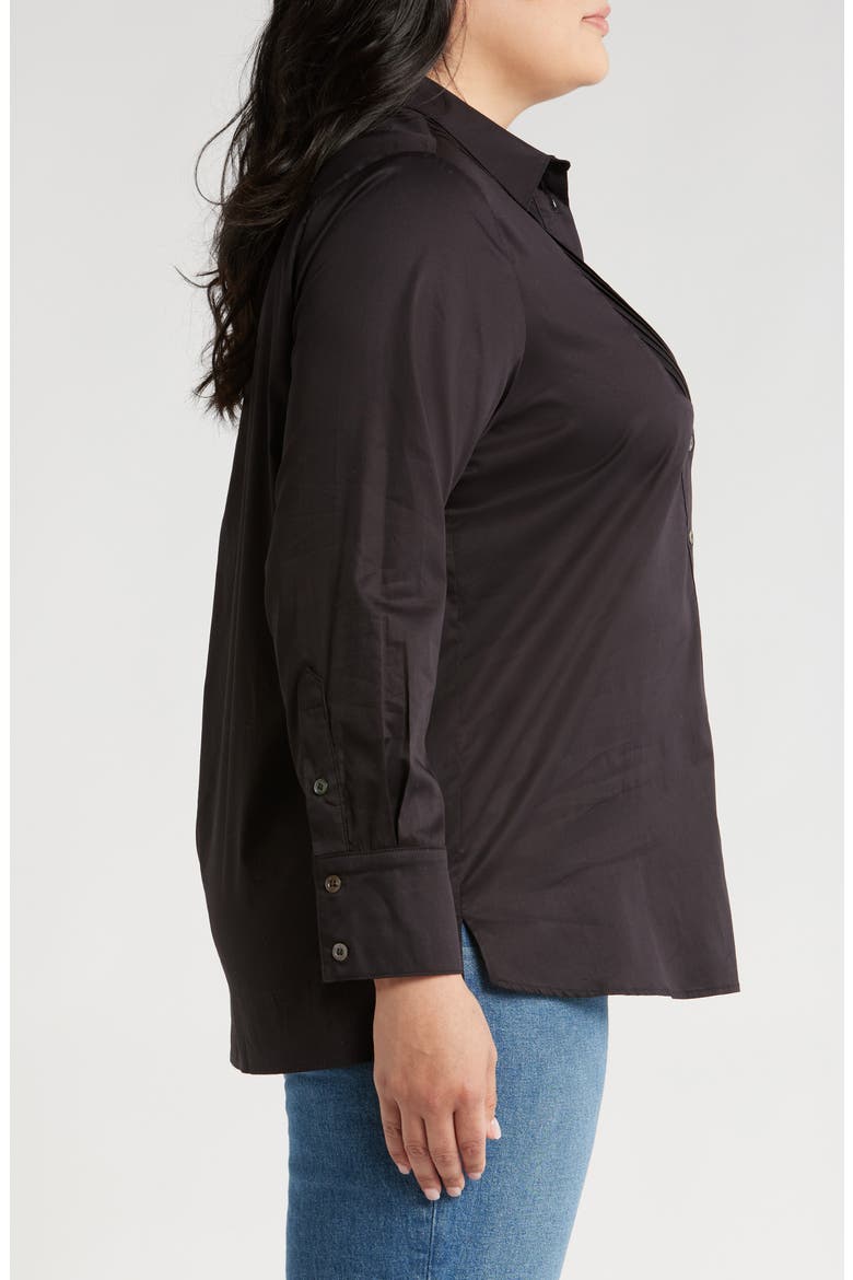 Kaliyah Pleated Button-Up Shirt, Alternate, color, BLACK