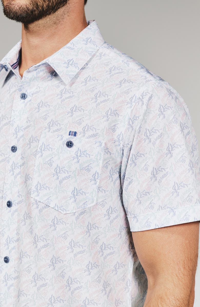 7 Diamonds Rubens Print Short Sleeve Button-Up Shirt, Alternate, color, White