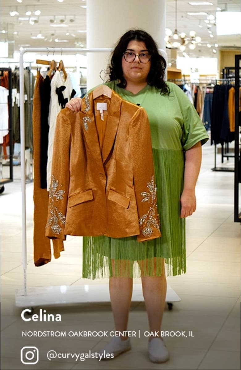 Cheyenne Crystal Detail Rumpled Satin Blazer, sales video thumbnail