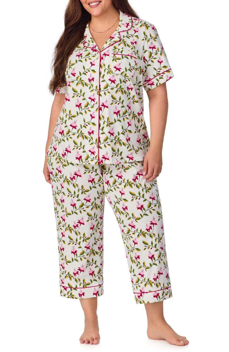 BedHead Pajamas Print Stretch Organic Cotton Jersey Crop Pajamas, Alternate, color,