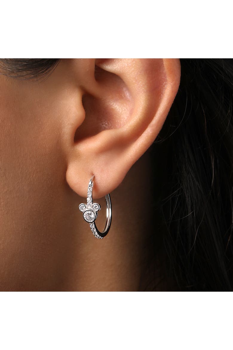 Mickey Mouse Sterling Silver Hoop Earrings, Alternate, color, Silver