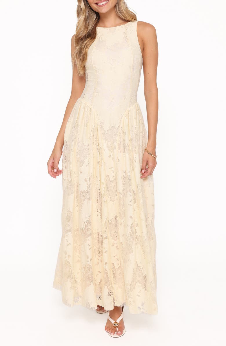 Petal & Pup Denny Lace Sleeveless Maxi Dress, Main, color, Butter Yellow