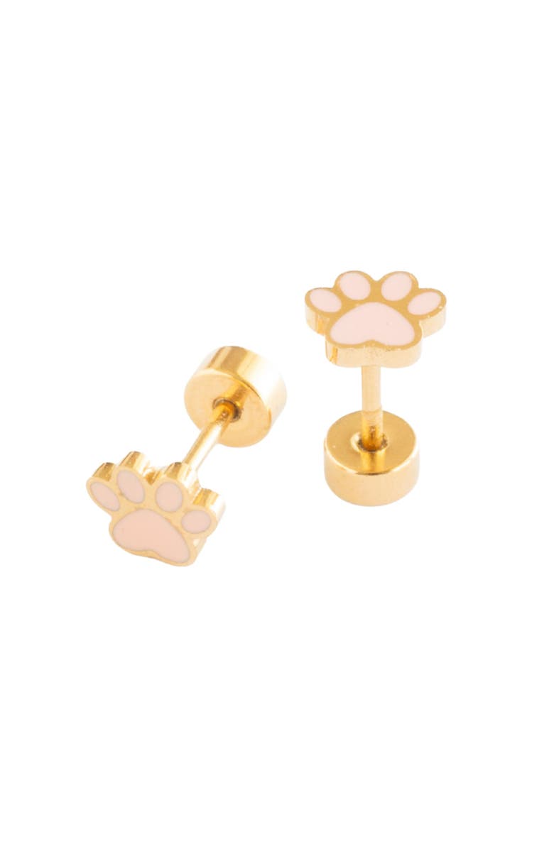 Pip Pop Paw Print Stud Earrings, Alternate, color, Pink