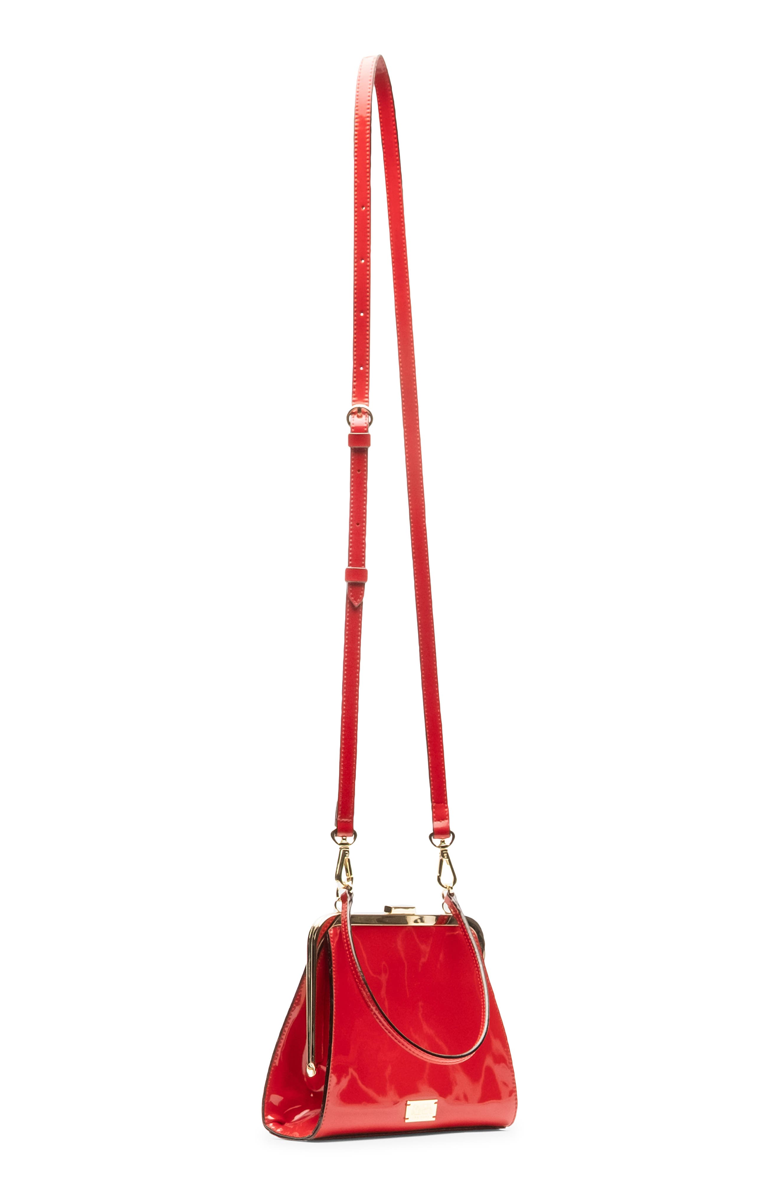 Lulu Leather Frame Clutch, Alternate, color, RED