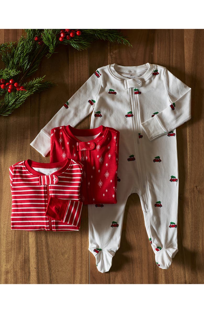 Petite Plume Starry Night Fitted One-Piece Pima Cotton Pajamas, Alternate, color, 