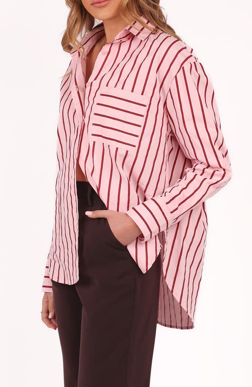 Petal And Pup Petal & Pup Adam Stripe Oversize Cotton Button-up Shirt In Pink