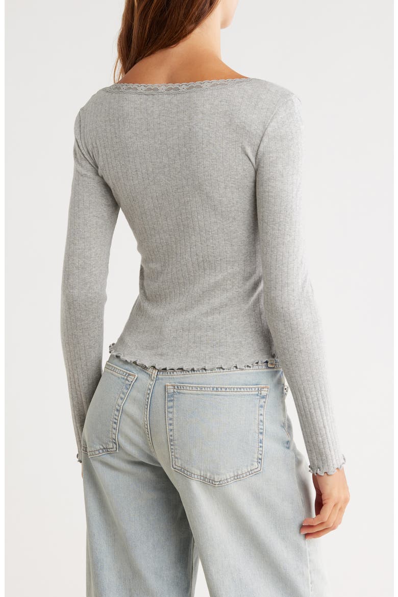 Long Sleeve Square Neck Pointelle Top, Alternate, color, GREY SOFT HEATHER