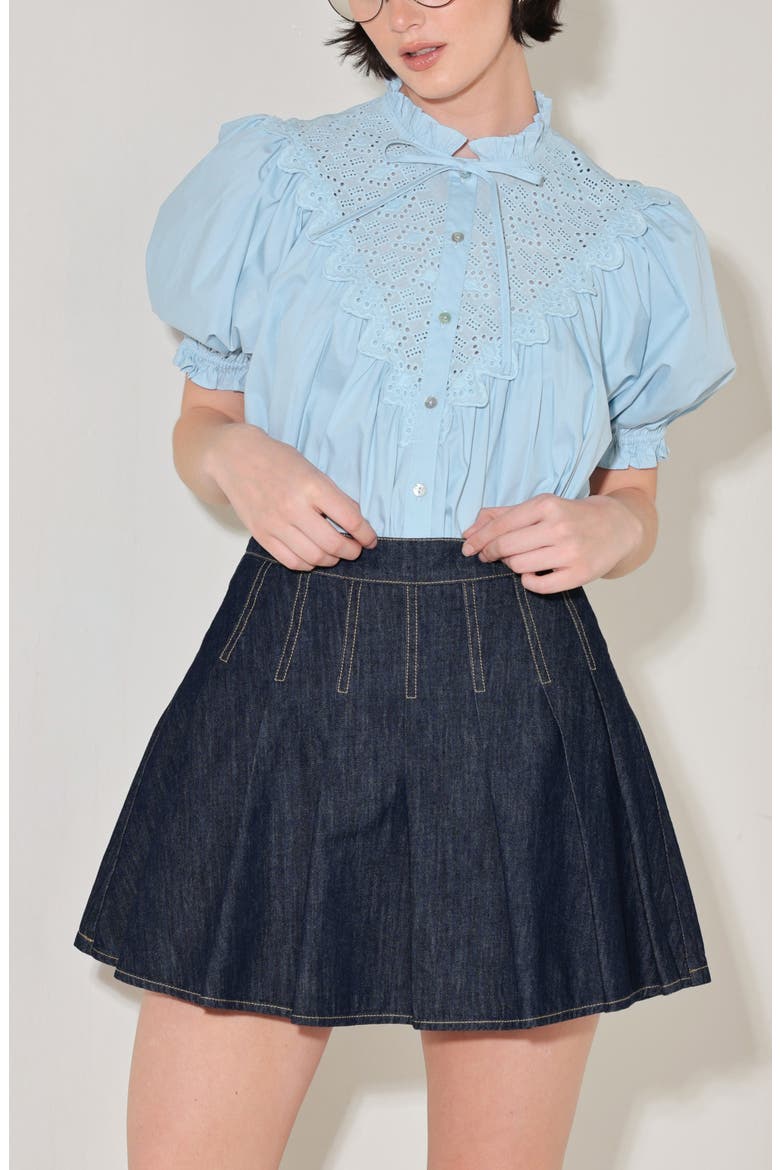 Puff Sleeve Cotton Baby Doll Top, Alternate, color, LIGHT BLUE