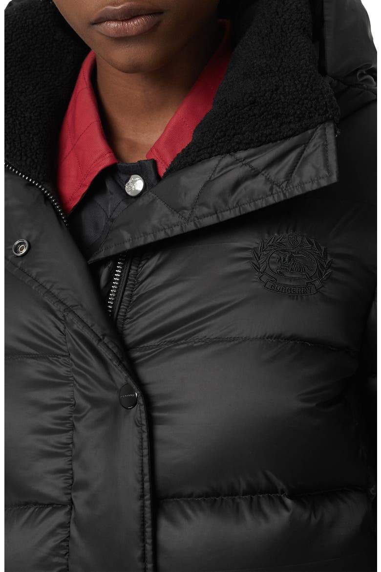 Kington Archive Logo Down Hooded Coat, Alternate, color, BLACK