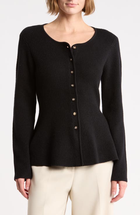 Scoop Neck Peplum Cardigan