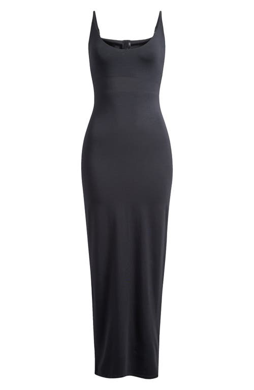 Skims Smooth Lounge Skimpy Scoop Neck Midi Nightgown In Black