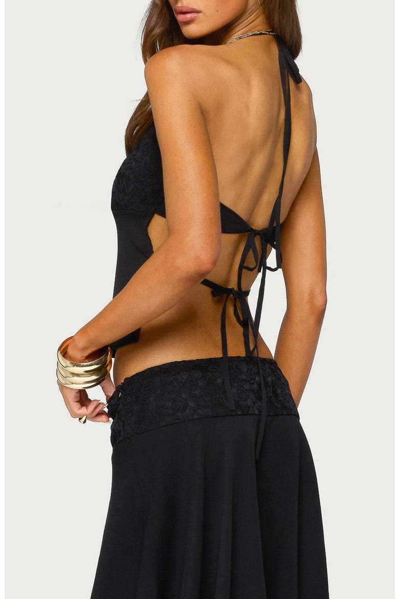 Evia Lace Halter Top, Alternate, color, BLACK