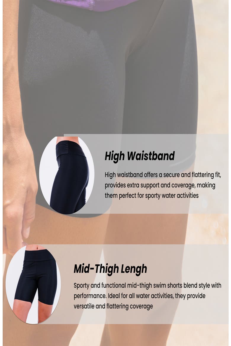 Mid-Thigh Swim Shorts, Alternate, color, Chocolate Brown