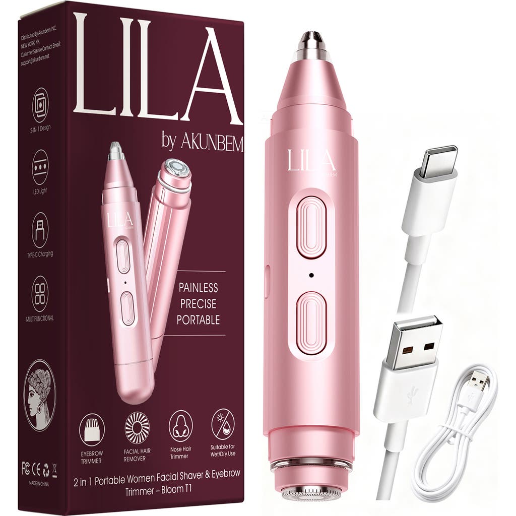 Lila By Akunbem 2-in-1 Portable Facial Shaver & Eyebrow Trimmer In Pink