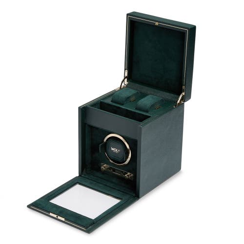 Wolf British Racing Single Watch Winder With Storage In Green