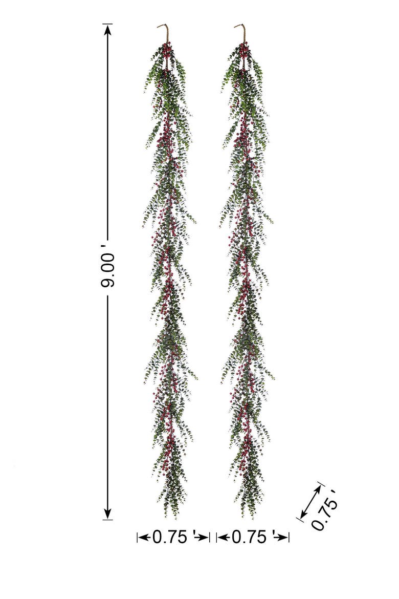 Set of 2 Christmas Dripping Eucalyptus Garland, Alternate, color, Green