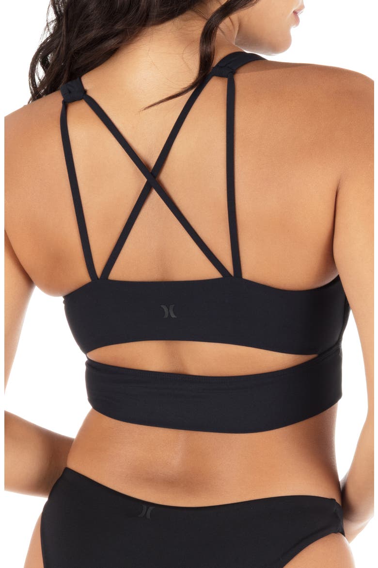 Longline Strappy Bikini Top, Alternate, color, BLACK