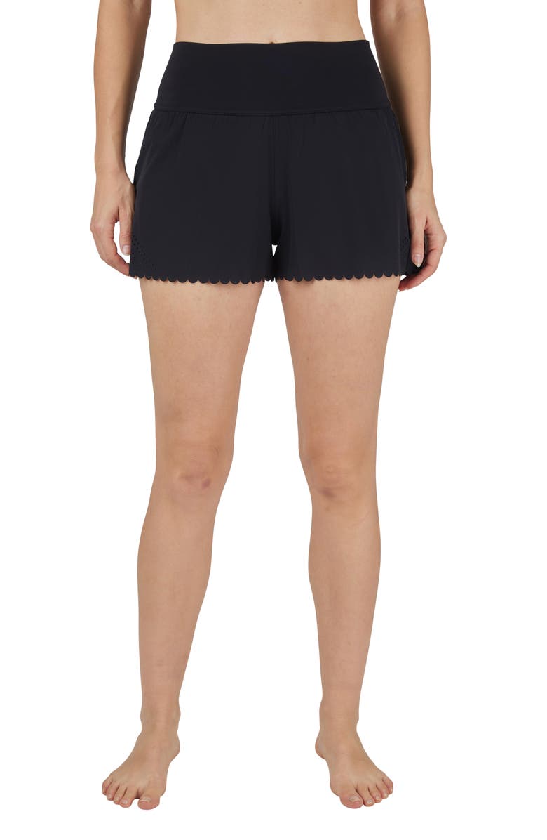 YOGALICIOUS Lightstreme All for Sun Laser-Cut Layered Shorts, Main, color,