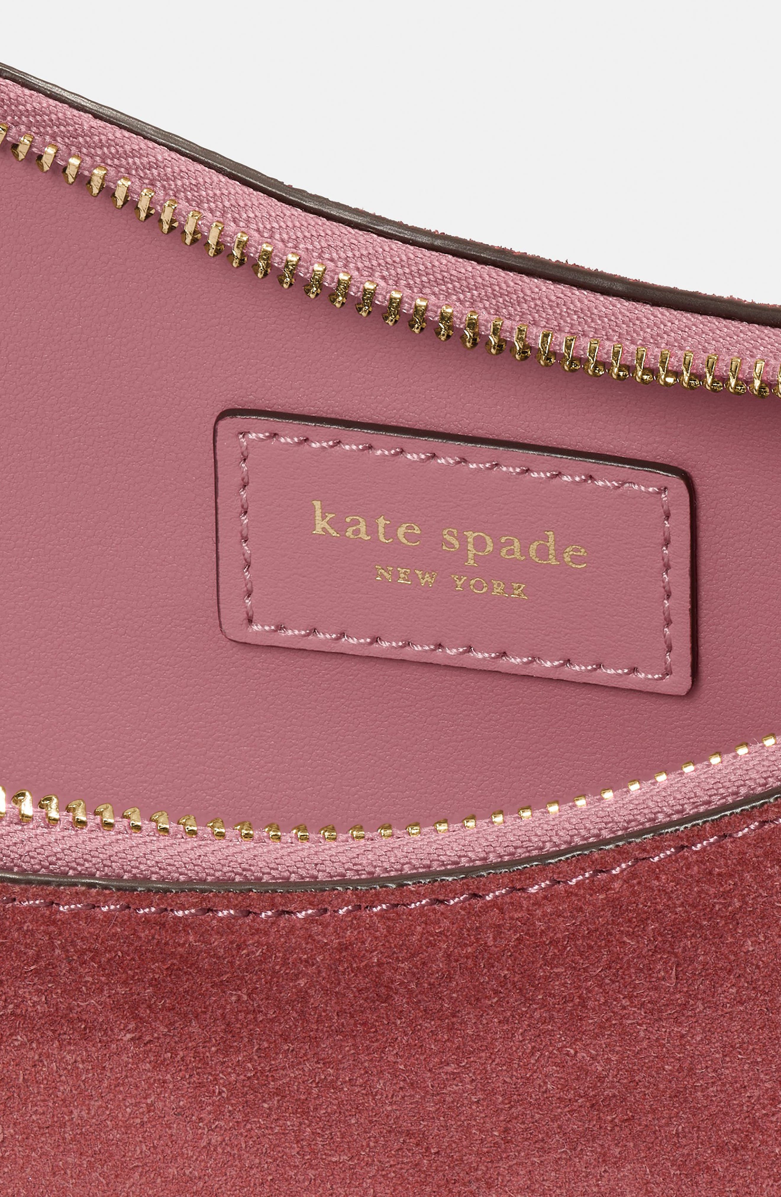 Duo Dot Gusset Suede Mini Shoulder Bag, Alternate, color, POMEGRANATE.