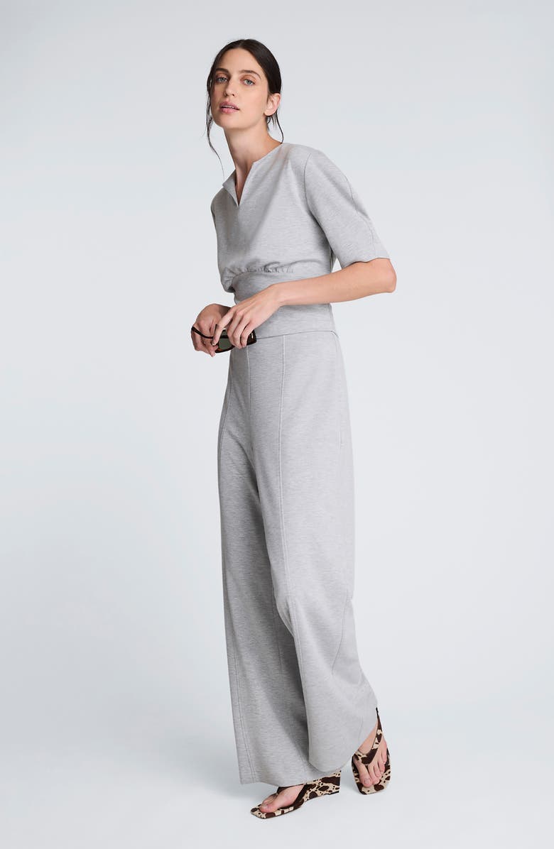 Kenneth Cole Hollywood Waist Pull-On Wide Leg Pants, Alternate, color, Light Heather Grey