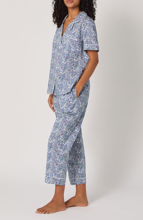 Bedhead Pajamas Floral Print Cotton Jersey Crop Pajamas In Blue