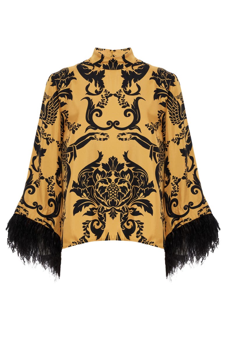 La DoubleJ Make An Exit Top With Feathers Cherubs Gold, Alternate, color, Cherubs Gold