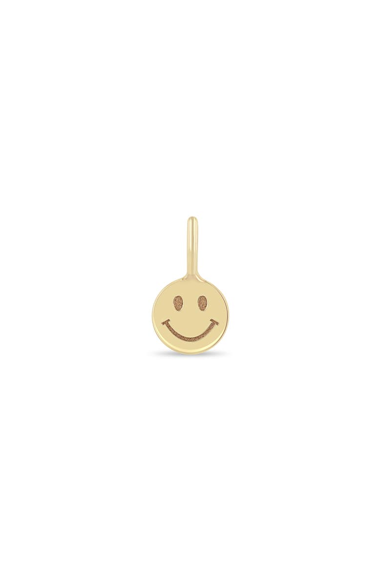 Midi Bitty Smiley Face Charm, Main, color, YELLOW GOLD