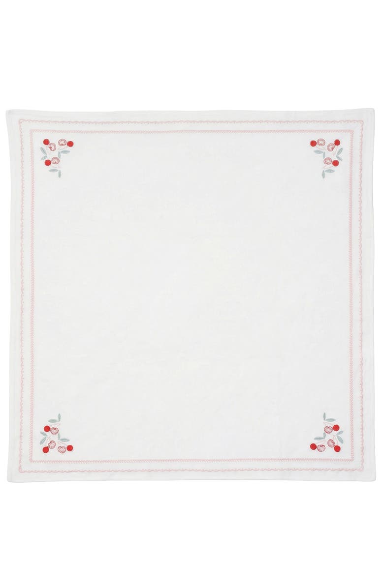 Bebe Bella Cherry Embrodiered Blanket, Main, color, White/Red