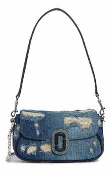 The Clover Distressed Denim Shoulder Bag