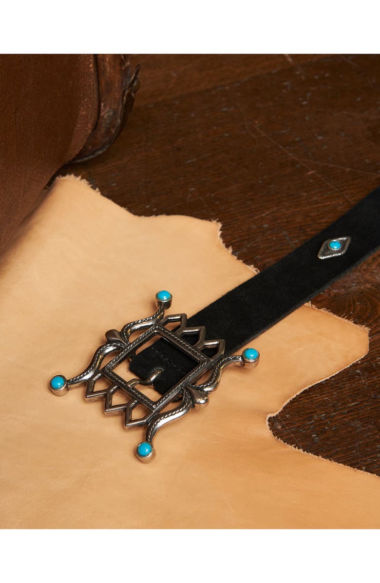 Fortela Tea Suede Leather Belt, Alternate, color, Black