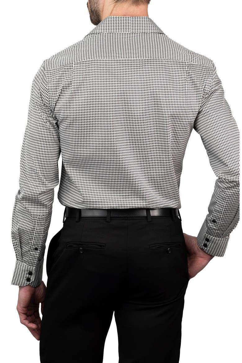 Trim Fit Kameo Print Cotton Dress Shirt, Alternate, color, BLACK