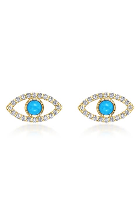 Reconstituted Turquoise Evil Eye Earrings