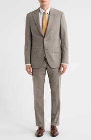 Peter Millar Hartford Classic Fit Tan Check Stretch Wool Suit