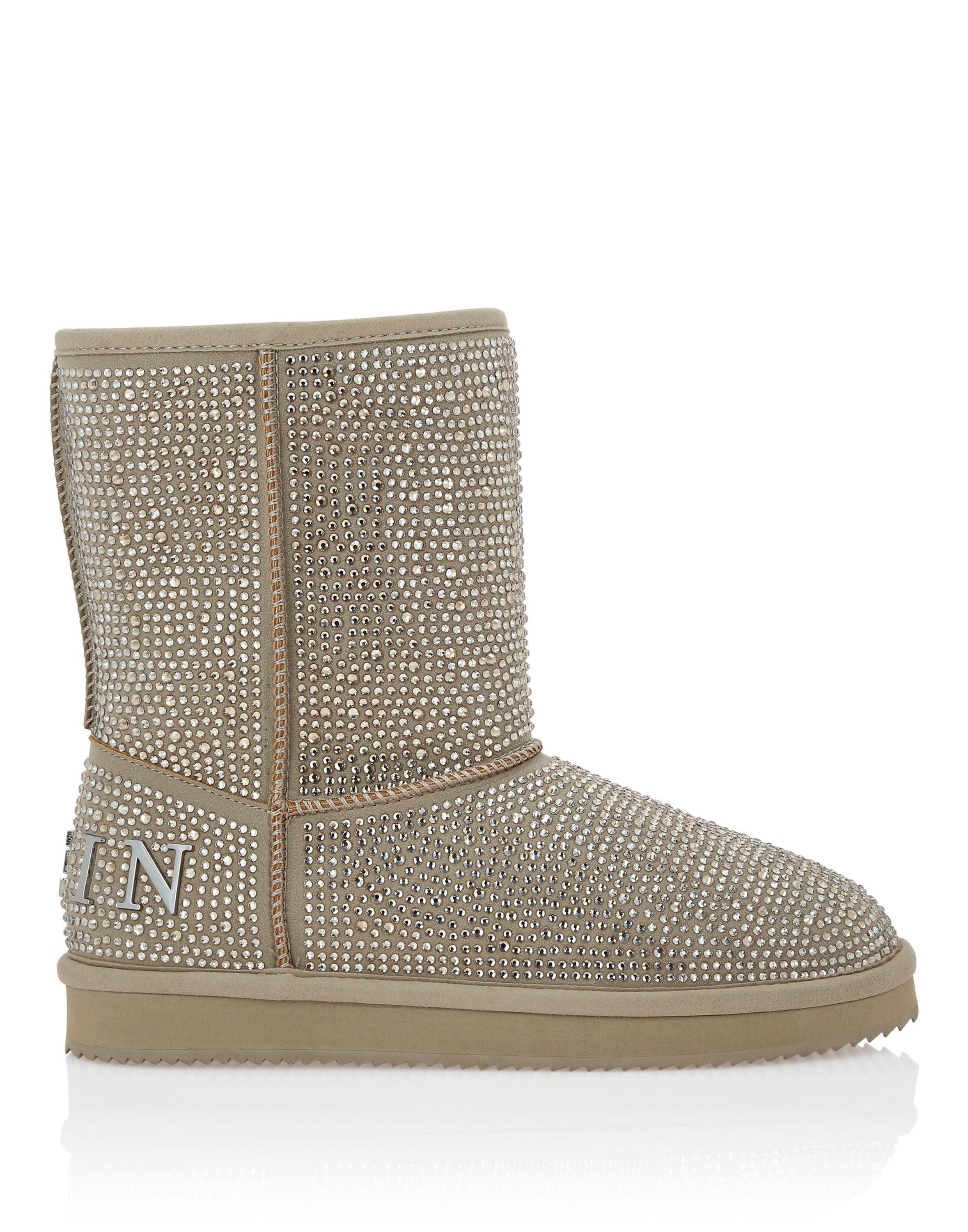 Mid Flat Boots Stones Women, Alternate, color, beige