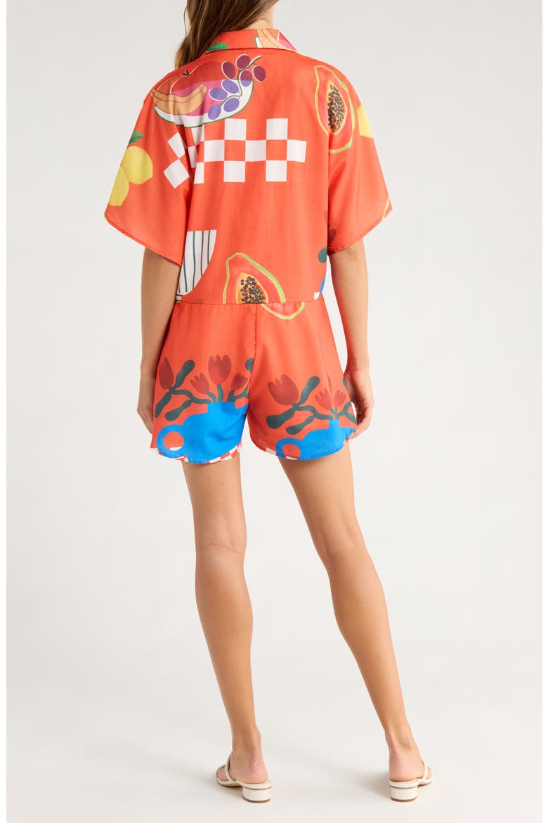 Sebastian Printed Romper, Alternate, color, RUST