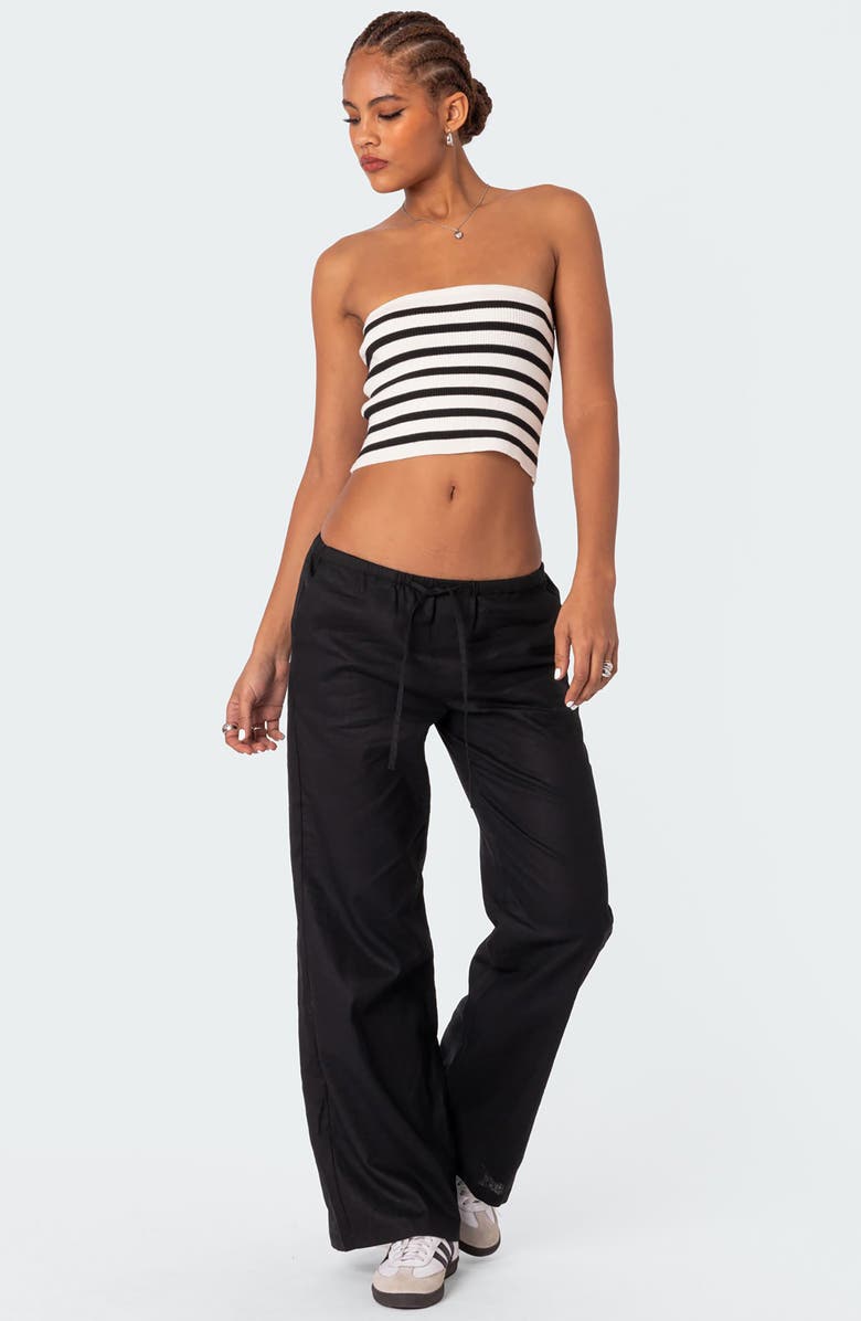 EDIKTED Lexi Stripe Rib Tube Top, Alternate, color, Black-And-White