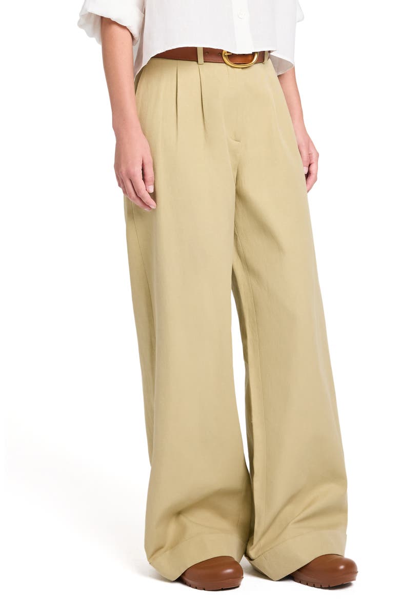 Delilah Cotton & Linen Blend Pants, Alternate, color, OLIVE GREY