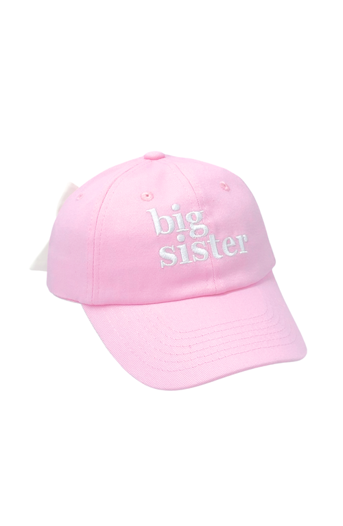 Bits & Bows Big Sister Twill Bow Baseball Hat In Pink