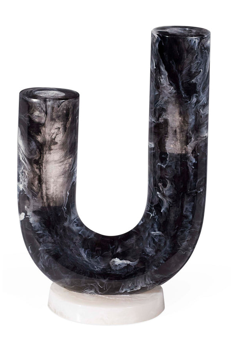 Mustique Double Tube Vase, Alternate, color, Black / White Marble