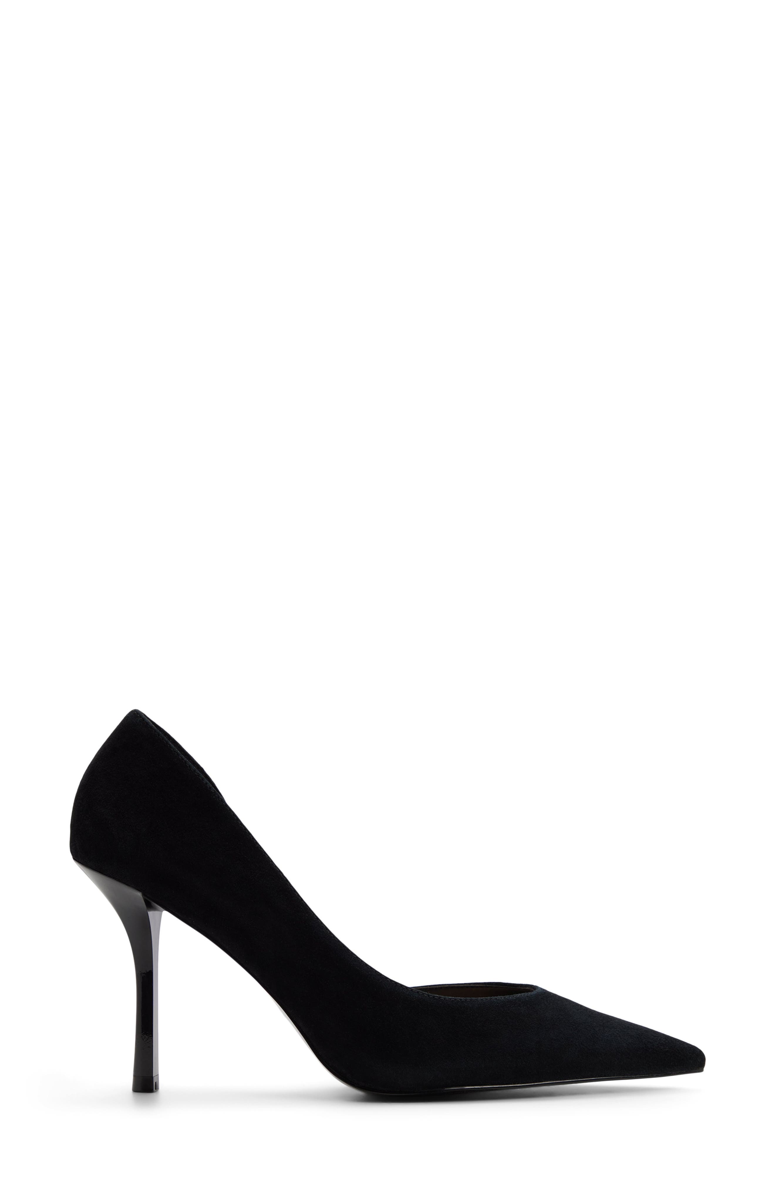 Kaysie Pointed Toe Half D'Orsay Pump, Alternate, color, BLACK