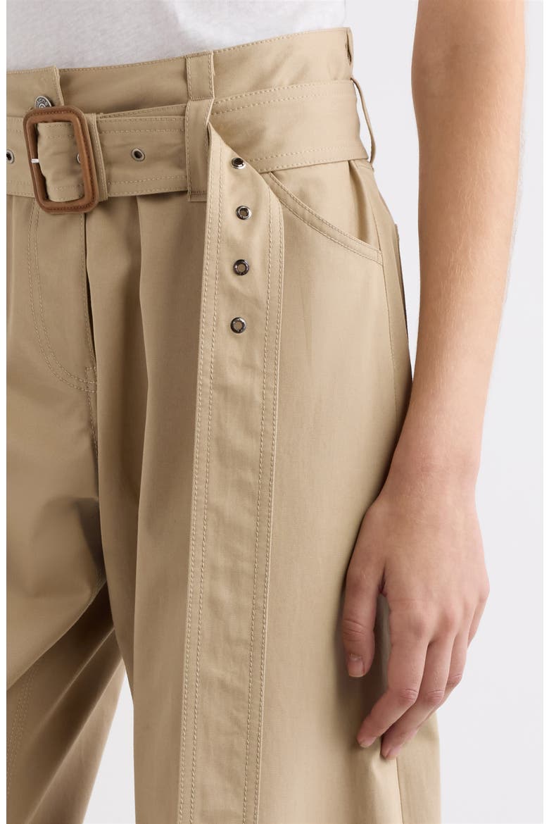 Page Belted Cotton Gabardine Pants, Alternate, color, PALE BEIGE