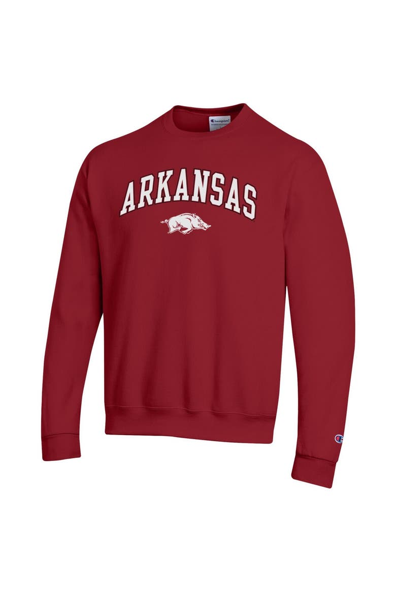 Men's Champion  Cardinal Arkansas Razorbacks Arch Over Logo Pullover Sweatshirt, Alternate, color, Cardinal