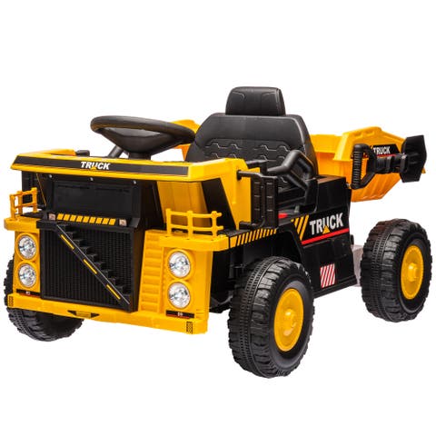 12V Kids Ride on Dump Truck w/ Electric Dump Bed, Shovel