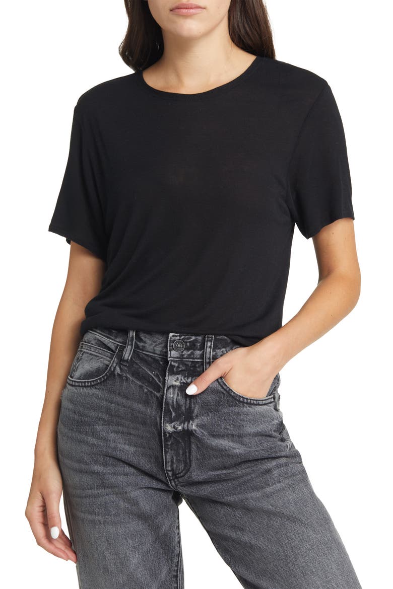 Michal Stripe T-Shirt, Main, color, BLACK