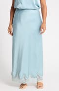 Renee C Lace Hem Satin Maxi Skirt