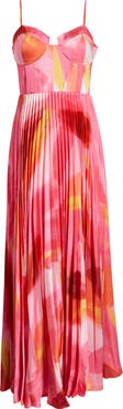 Hutch Mali Bustier Pleated Satin Gown
